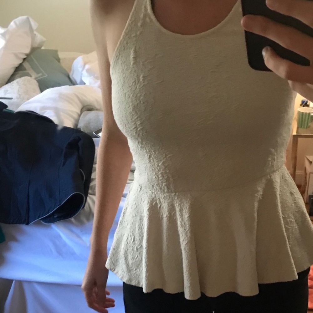 Cream peplum urban outfitters top